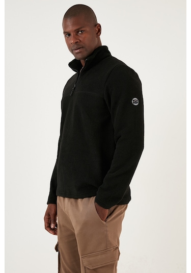 Buratti Slim Fit Yarım Fermuarlı Yumuşak Dokulu Şardonlu Kışlık Erkek Polar 59060011 Siyah