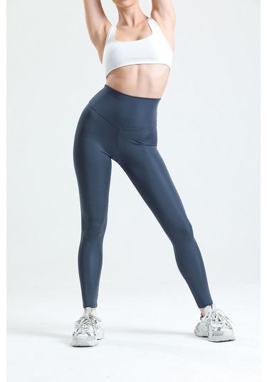 Caramel Yüksek Bel Toparlayıcı Dalgıç Kumaş Spor Günlük Tayt Antrasit