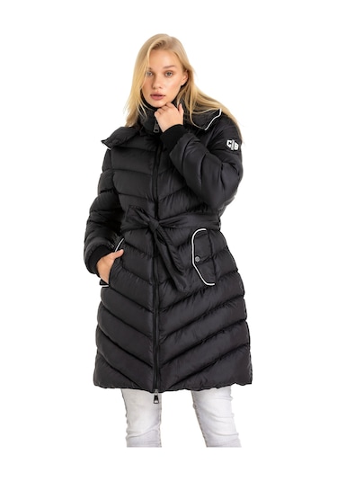 Cipo & Baxx Wm135 Kapşonu Çıkarılabilir Kadın Mont Black