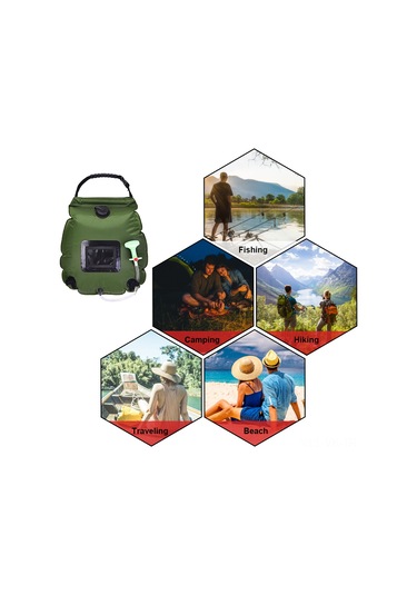 Vkemall Kamp İçin Taşınabilir 20l Güneş Enerjili Duş Çantası - Siyah, 45x50cm, 50cm Hortum, 430g, Taşıma Çantası Dahil Siyah