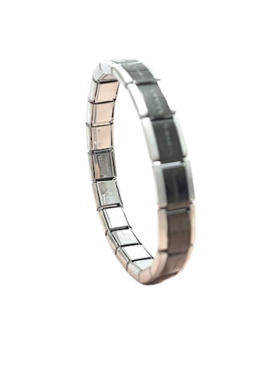 Çelik Bileklik İtalyan Charm Model Unisex Erkek Kadın 3 Mm 18 Cm Ortası Siyah Black Gümüş Çok Renkli