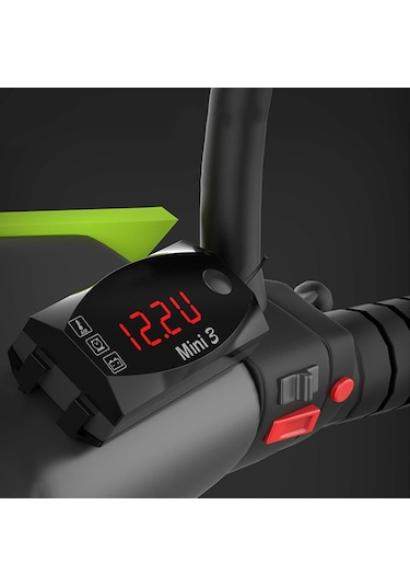 Gerilim Saat Ve Sıcaklık 3'ü 1 Arada Led Elektronik Metre Büyük Ekran Dijital Ekran Su Geçirmez Ve Toz Geçirmez Voltmetre Yeşil Işık Yeşil