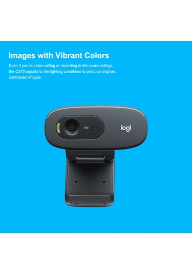 Jeemson Logitech C270 Usb Webcam - 720p/30fps Hd Video, Gürültü Azaltıcı Mikrofon, Otomatik Işık Düzeltme, Evrensel Klem, Siyah