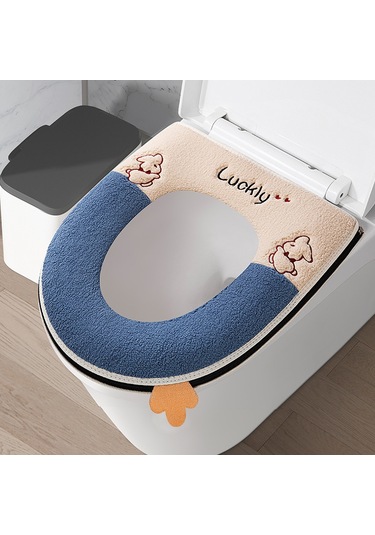 Ev Tipi Tuvalet Dört Mevsim Üniversal Klozet Kapağı Su Geçirmez Kapak Tuvalet Halkası Neşeli Tavşan - Mavi Mavi