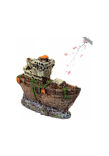 Konesam Akvaryum Batık Gemi Dekoru - Balıklar İçin Eğlenceli Saklanma Alanı