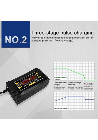 Tongxida 12v 6a Akıllı Otomobil Akü Şarj Cihazı - 150-250v Giriş, 3 Aşamalı Pwm, Lcd Ekranlı, Avrupa Şarj Aleti Son-1206d+