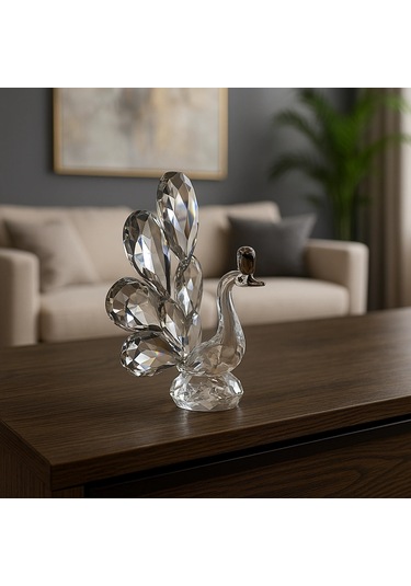 Gümüş Tavus Kuşu Kristal Cam Kb 9x12