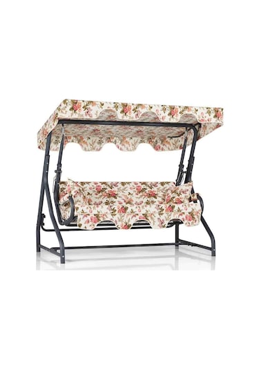 Erinöz Olea 3 Kişilik Bahçe Balkon Teras Salıncağı - İngiliz Gülü