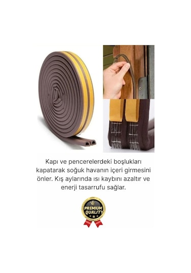 Güçlü Kendinden Yapışkanlı Kapı Pencere Soğuk Hava Geçirmez Yalıtım İzolasyon Kahve Fitil 6 Metre Diğer