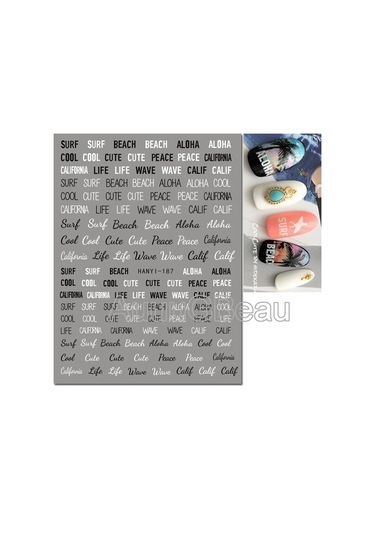 3d Nail Art Kaydırıcılar Çıkartmalar Geometrik Çizgiler İngilizce Kelimeler Siyah Harfler Mermer Çıkartmaları Tırnak Dekorasyon Manikür Için Grad Mor Chına