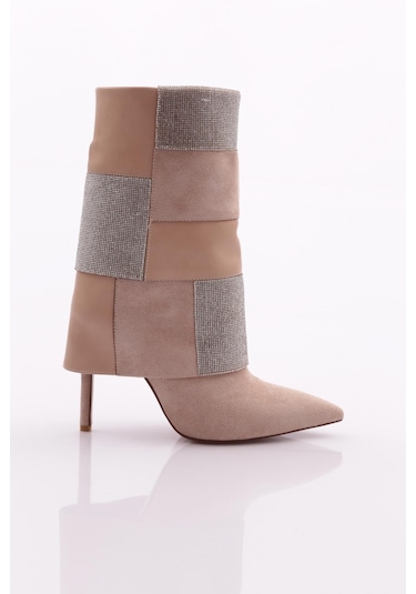 Dgn 1133 Kadin Topuklu Bot 1133-2125-R0186 Bej Süet