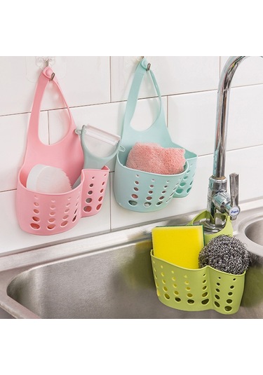 Geeksen Pvc Mutfak Lavabo Tutucu, Ayarlanabilir Düğme Ve Su Akış Delikleri İle Çift Cep Tasarımı, Sabit Kafa Uyumlu Sponge Tutucu Yeşil