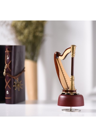 Monyee "el Yapımı Kurmalı Arp Müzik Kutusu - Masanız İçin Şık Ve Romantik Hediye"