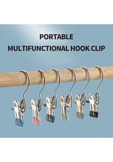 Açık Yeşil-5pcs-6/1pcs Kancalı Nemli Yerleşimler Rüzgar Geçirmez Klipler Paslanmaz Çel Kurutma Askısı Renkli Ev Gereçleri 47128381