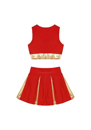 Mavi Çocuk Kız Amigo Dans Elbise Set Kolsuz Mektup Baskı Kırpma Üst Etek Tezahürat Üniforma Mavi