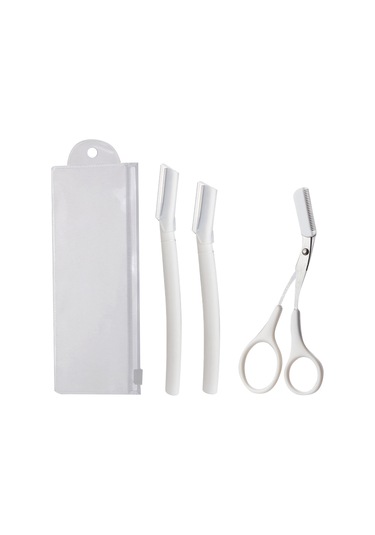 Yifomall 3 Lü Kaş Şekillendirme Seti: Güvenli Mikro Kesimli Tıraş Bıçağı Ve Makas İle Profesyonel Kaş Bakımı