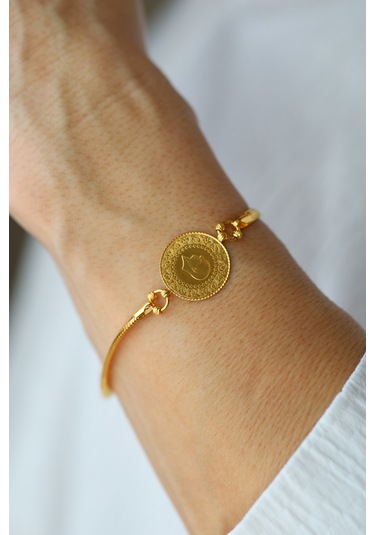 Yenigün Kuyumculuk 14 Ayar Altın Balıksırtı Zincirde 22 Ayar Çeyrek Altınlı Bileklik