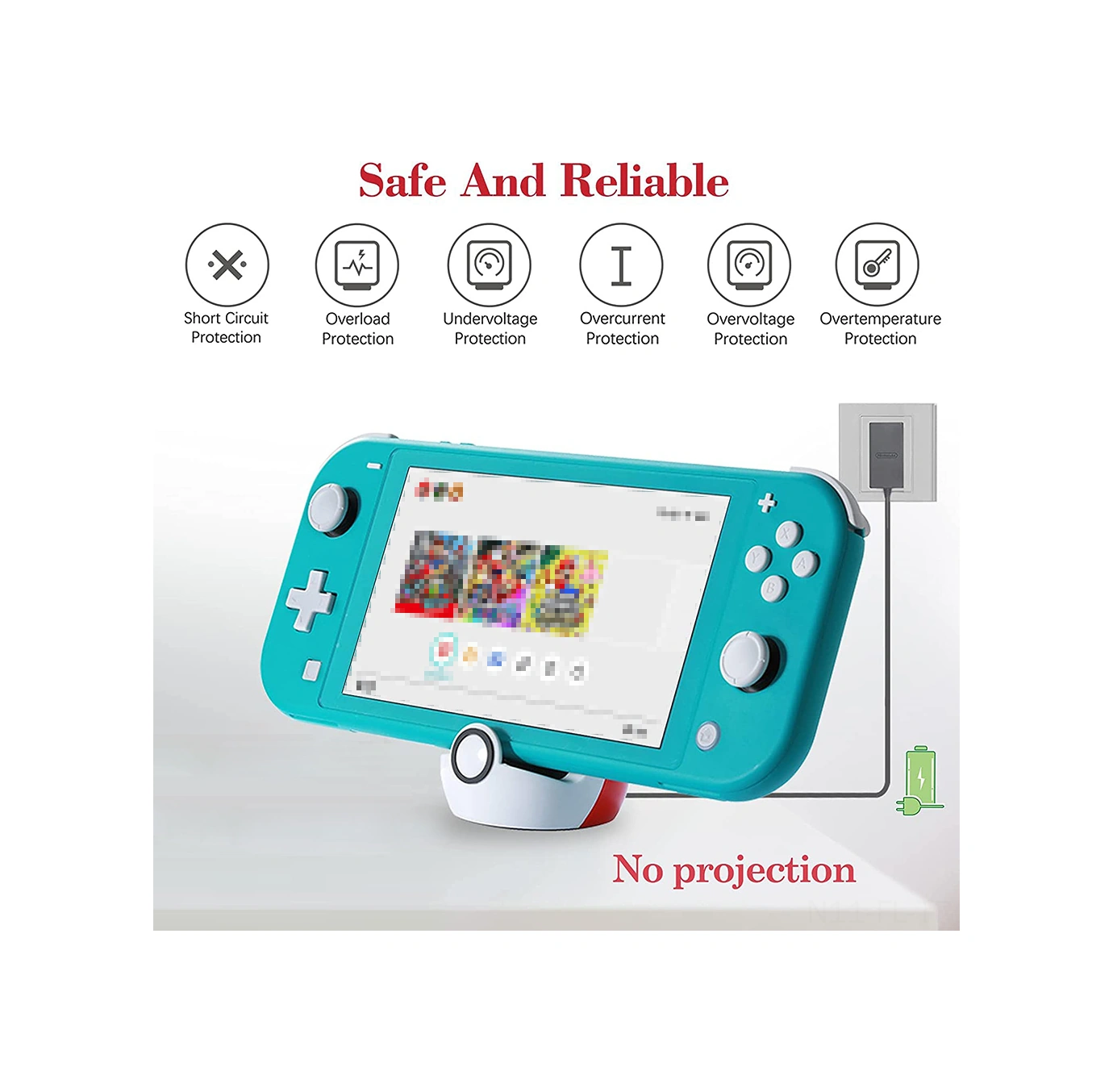 Lemestar Nintendo Switch/switch Lite İçin Taşınabilir Şarj Dökümani - 45 Görsel Açı, Anti-skayma, Silikon Korumalı Masaüstü Stant