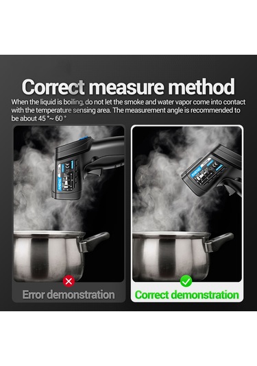 Springsun Aneng Th104 El Tipi Kızılötesi Termometre -50 C 550 C Ev & Endüstri Sıcaklık Ölçer Va Ekran Düşük/byüksek Alarm Pil Dahil Değil Siyah