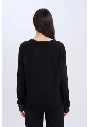 DeFacto Regular Fit Bisiklet Yaka Simli Reglan Kol Siyah Triko Kazak Tunik D1580AX24WNBK81 Siyah DeFacto Regular Fit Bisiklet Yaka Simli Reglan Kol Siyah Triko Kazak Tunik D1580AX24WNBK81 Siyah