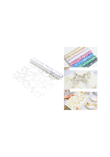 Homyl Yılbaşı Masa Örtüsü Rulo Tatil Partisi Hediyeleri Gümüş 28cmx5y