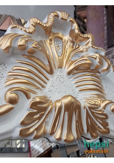 Vintage Madam Model Beyaz Altın Renk Varaklı Boy Aynası (443022270) Beyaz