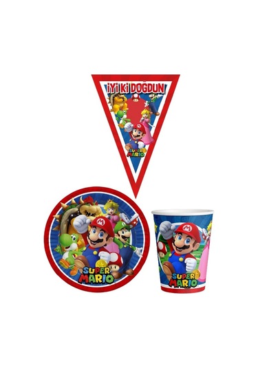 Super Mario 8 Kişilik Erkek Doğum Günü Mini Set Erkek Çocuk Parti