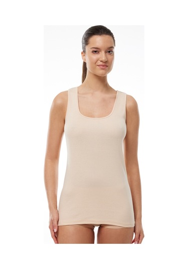 Malabadi Kadın Ten Rengi 6 Lı Paket %100 Pamuk Ribana Kalın Askılı Atlet 106-e Ten
