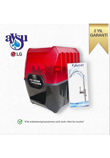 Su Arıtma Cihazı 5 Aşamalı 8 Lt. Pompasız - Kırmızı