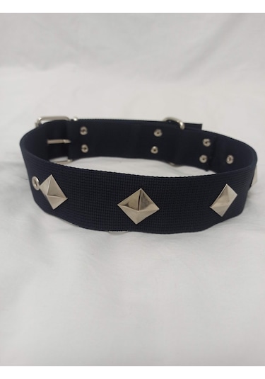Kozaklı Süslü Köpek Tasması Siyah 70 x 4 CM Siyah