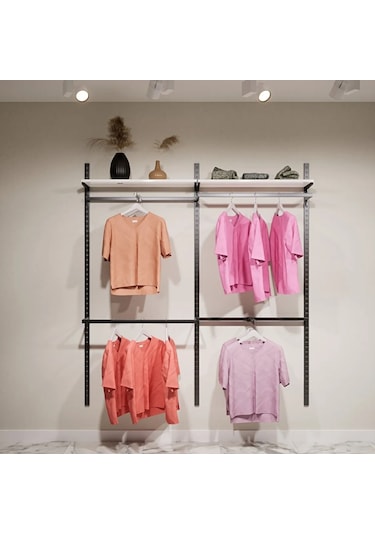 Konik Dikme Mağaza Raf Sistemi & Dekoratif Mağaza Rafı & Duvara Monte Mağaza Rafı Siyah