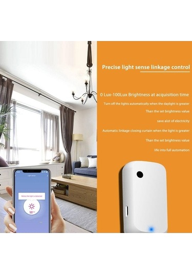 Pazly Tuya Zigbee Işık Sensörü Akıllı Ev Aydınlatma Parlaklık Sensörü, Wi-fi/zigbee Bağlantı, Beyaz, 30x16x58mm