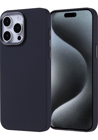 Ardemix İphone Uyumlu 15 Pro Max Kılıf Magsafe Şarj Özellikli Karbon Fiber Görünümlü Nekst Altın