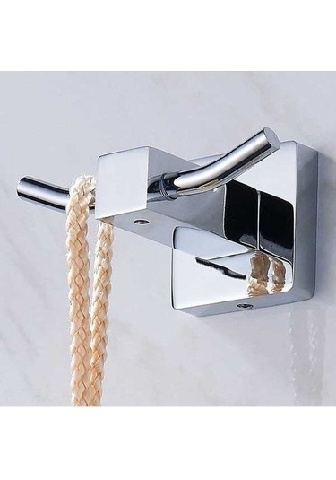 Fortunelane Krom Kaplama Bakır Çift Kanca, Kare Modern Havlu/elbise Tutucu - Zincir Alaşımlı Banyo Duvar Kurulu, Dayanıklı Diğer