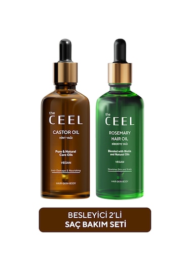 The Ceel Hint Yağı ve Biberiye Yağı İçeren 2'li Saç Bakım Seti
