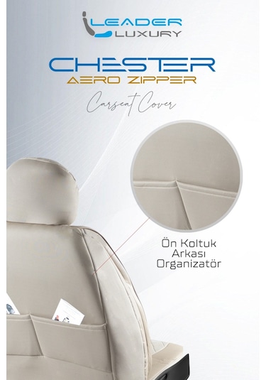 Volkswagen Cc Lüx Yarı Deri Oto Koltuk Kılıfı Ön Arka Takım Chester Bej