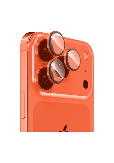 Apple Uyumlu iPhone 17 Pro Max Zore Mikro Kamera Lens Koruyucu Turuncu
