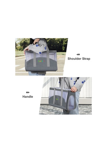 Funadd Portable Breathable Pet Bag Outdoor Shoulder Tote Bag Grey