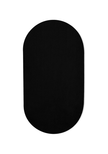 Balat Halı Elips Yumuşak Kaymaz Taban Siyah Peluş Halı Yolluk