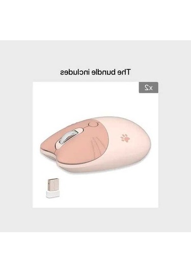 Besthome1 Kedi Karikatür Baskılı Kablosuz Sessiz Fare Sütlü Beyaz 2 Adet Diğer
