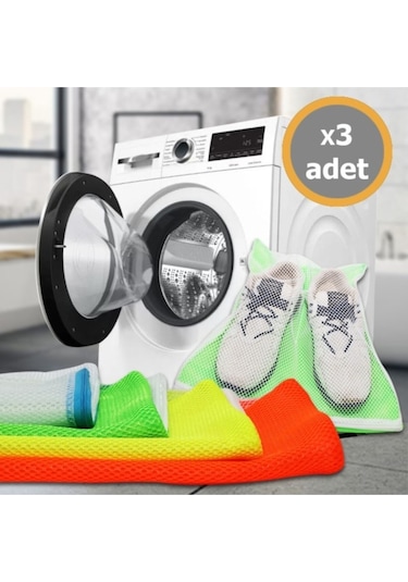 Ultra Lüx 3 Adet Fermuarlı Ayakkabı Yıkama Filesi Beyaz