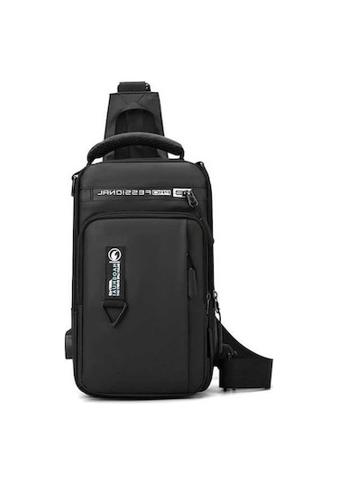 Maoyaya 1100-17 Usb Şarjlı Erkek Göğüs Çantası 001 Siyah