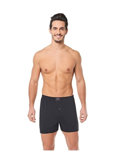 Ser0008 / Seher Penye Düz Boxer 6 Adet Siyah Gri Füme Lacivert 001