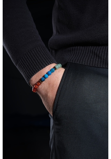 Ssilhoutte Doğaltaş Sertifikalı Yengeç Burcu Kadın Erkek Doğal Taş Bileklik 8mm Hediye Bileklik Çok Renkli