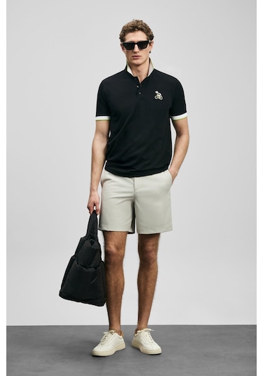 Lufian Zane Smart Erkek Polo T-shirt 111040242 Siyah