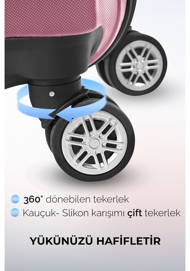 Polo&sky Elmas Model Gül Kurusu Renk Kabin Boy Valiz Gülkurusu