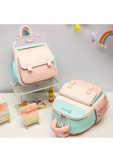 Honeybeeshop Mavi Pembe Yüksek Kaliteli Anaokulu Sırt Çantası 3-6 Yaş Ayarlanabilir Askılar Dayanıklı Mavi Pembe