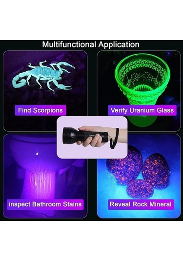 Tongxida 51 Adet Led Mor Işık Uv El Feneri, Blacklight Siyah, Uygun Öğrenciler Ve Amatörler İçin Siyah
