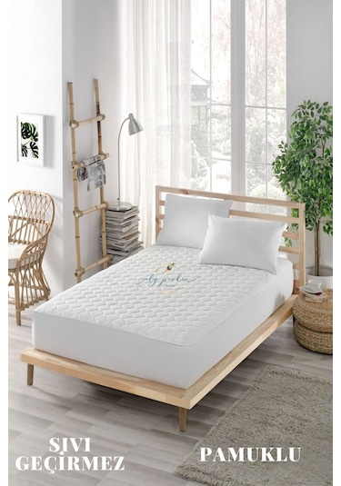 Mona Verde Sıvı Geçirmez Alez Kapitoneli Fitted Pamuklu Çift Kişilik Tek Kişilik Bebek Alezi Su Yatak Koruyucu MNVKAPFIT00 Beyaz