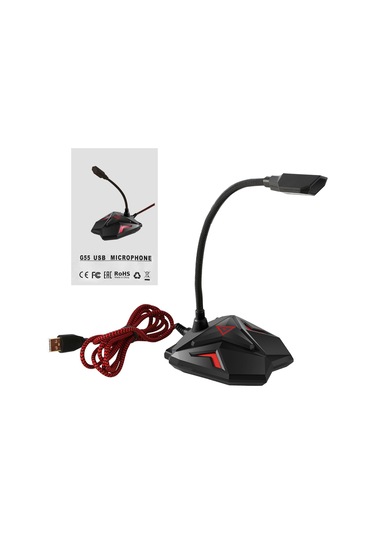 Springsun Oyun Mikrofonu - Usb Pc Mikrofon, Led Aydınlatmalı, 360 Ayarlanabilir, Sessiz Mod, Kulaklık Çıkışı